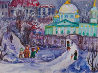 Znamensky Cathedral in winter, Chaplygina Anastasia : Children's Art Festival Our Kursk: CHILDREN DRAW THE CHURCH
