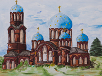 Protection church, village Lyubitskoe, Fomina Maria : Children's Art Festival Our Kursk: CHILDREN DRAW THE CHURCH