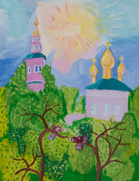 The road to the temple, Kostyukova Xenia : Children's Art Festival Our Kursk: CHILDREN DRAW THE CHURCH