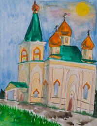 Alexander Nevsky Cathedral (village Shuklinka, Kursk region), Krasnopivtseva Daria : Children's Art Festival Our Kursk: CHILDREN DRAW THE CHURCH