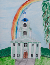 The Rainbow over the temple, Savenko Elena : Children's Art Festival Our Kursk: CHILDREN DRAW THE CHURCH