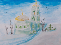Holy places Motherland: St. Nicholas Church, Emelyanova Daria : Children's Art Festival Our Kursk: CHILDREN DRAW THE CHURCH