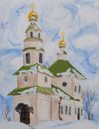 Winters tale, Zhbanova Daria : Children's Art Festival Our Kursk: CHILDREN DRAW THE CHURCH