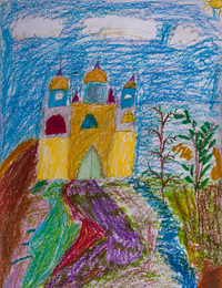 Colorful road to the temple, Glebova Angelina : Children's Art Festival Our Kursk: CHILDREN DRAW THE CHURCH