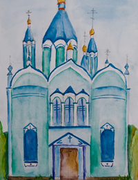 Cathedral of the Nativity of the Blessed Virgin, Root Hermitage, Sviridova Maria : Children's Art Festival Our Kursk: CHILDREN DRAW THE CHURCH