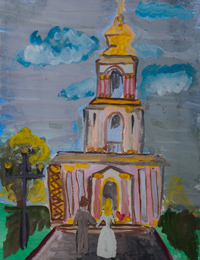 Church of St. George the Victorious, Victory Avenue, Mamzurina Vasilina : Children's Art Festival Our Kursk: CHILDREN DRAW THE CHURCH