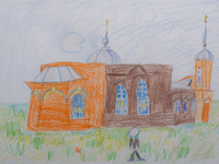 Temple of St. Seraphim of Sarov, street Polevaya, Nozdracheva Alexander : Children's Art Festival Our Kursk: CHILDREN DRAW THE CHURCH