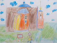 Temple of St. Seraphim of Sarov, street Polevaya, Nozdrachev Gleb :: Children's Art Festival Our Kursk: CHILDREN DRAW THE CHURCH