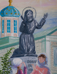 Korennaya desert, monument Seraphim of Sarov, Bochkarev Irina : Children's Art Festival Our Kursk: CHILDREN DRAW THE CHURCH