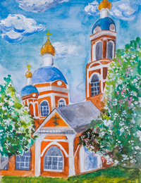My church, Church of the Ascension., Pankov Nikolay : Children's Art Festival Our Kursk: CHILDREN DRAW THE CHURCH