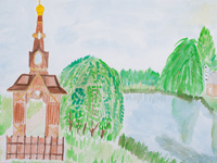 The Well holy river Tuskar, Lashevich Elena : Children's Art Festival Our Kursk: CHILDREN DRAW THE CHURCH