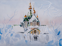 Sergiyevo-Kazansky cathedral at a sunlight, Besedina Elena : Children's Art Festival Our Kursk: CHILDREN DRAW THE CHURCH